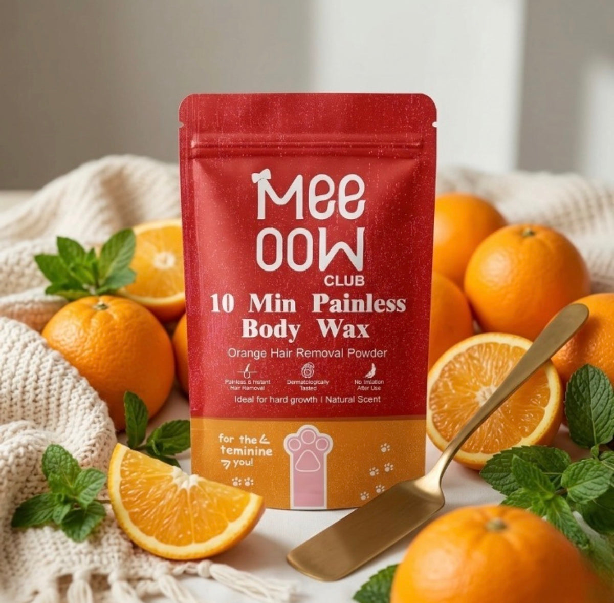 Meow Club 10-Min Painless Body Wax Powder – Orange, 100g