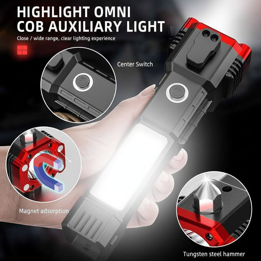 BRITSPEAR 8 in 1 LED 3W Torch Light Rechargeable Flashlight